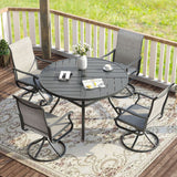 Vicllax Round Patio Dining Table for 4/6/8, Outdoor Large Metal Table