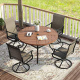 Vicllax Round Patio Dining Table for 4/6/8, Outdoor Large Metal Table