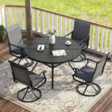 Vicllax Round Patio Dining Table for 4/6/8, Outdoor Large Metal Table