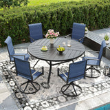 Vicllax 7/9 Pieces Outdoor Dining Set, Metal Round Dining Table and Premium Paddad Swivel Chairs