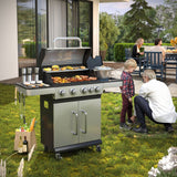 Vicllax BBQ Propane Gas Grill, Freestanding Grill Cart with Wheels