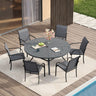 VICLLAX 7/9/11 PCS Patio Dining Table Set, Round Metal Table and Stackable Sling Chair