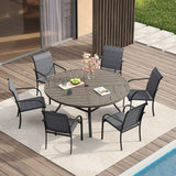 VICLLAX 7/9/11 PCS Patio Dining Table Set, Round Metal Table and Stackable Sling Chair