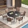 VICLLAX 7/9/11 PCS Patio Dining Table Set, Round Metal Table and Stackable Sling Chair