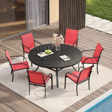 VICLLAX 7/9/11 PCS Patio Dining Table Set, Round Metal Table and Stackable Sling Chair