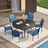 VICLLAX 7/9/11 PCS Patio Dining Table Set, Round Metal Table and Stackable Sling Chair