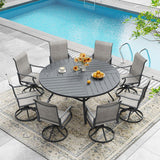 Vicllax Round Patio Dining Table for 4/6/8, Outdoor Large Metal Table