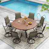 Vicllax Round Patio Dining Table for 4/6/8, Outdoor Large Metal Table