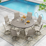 Vicllax Round Patio Dining Table for 4/6/8, Outdoor Large Metal Table