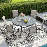 Vicllax 7/9 Pieces Outdoor Dining Set, Metal Round Dining Table and Premium Paddad Swivel Chairs