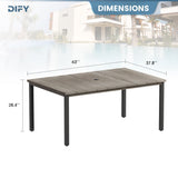 Vicllax Patio Dining Table for 4/6, Metal Dining Table with Umbrella Hole