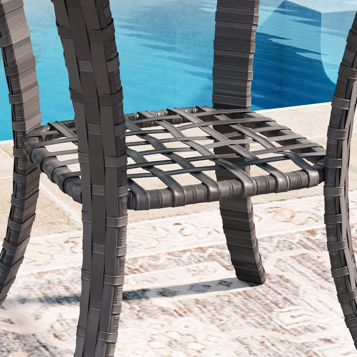 Vicllax Terrace Wide Wicker High-Back Cushioned Sofa, Outdoor Wicker Chair, Double-Seater Balcony Lounge