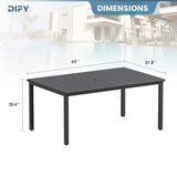Vicllax Patio Dining Table for 4/6, Metal Dining Table with Umbrella Hole