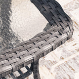 Vicllax Terrace Wide Wicker High-Back Cushioned Sofa, Outdoor Wicker Chair, Double-Seater Balcony Lounge