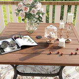 Vicllax 5 Pieces Outdoor Dining Set with Square Table and Padded Stackable Chairs