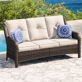 Vicllax Patio Wicker Oasis Lounge Sofa, 3-Seater Sofa