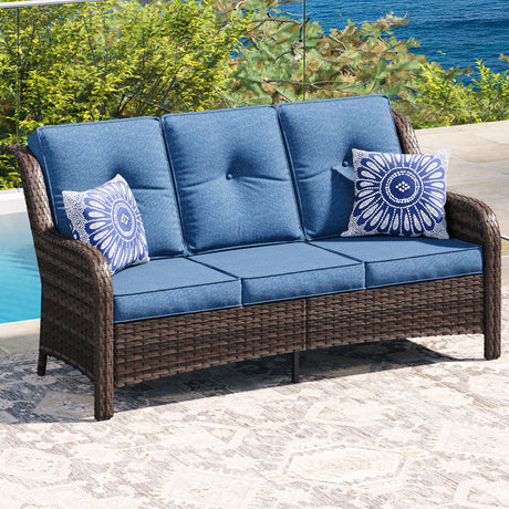 Vicllax Patio Wicker Oasis Lounge Sofa, 3-Seater Sofa