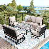 Vicllax 5-Piece Outdoor Patio Conversation Set with Cushioned Sofa Chairs and Ottomans