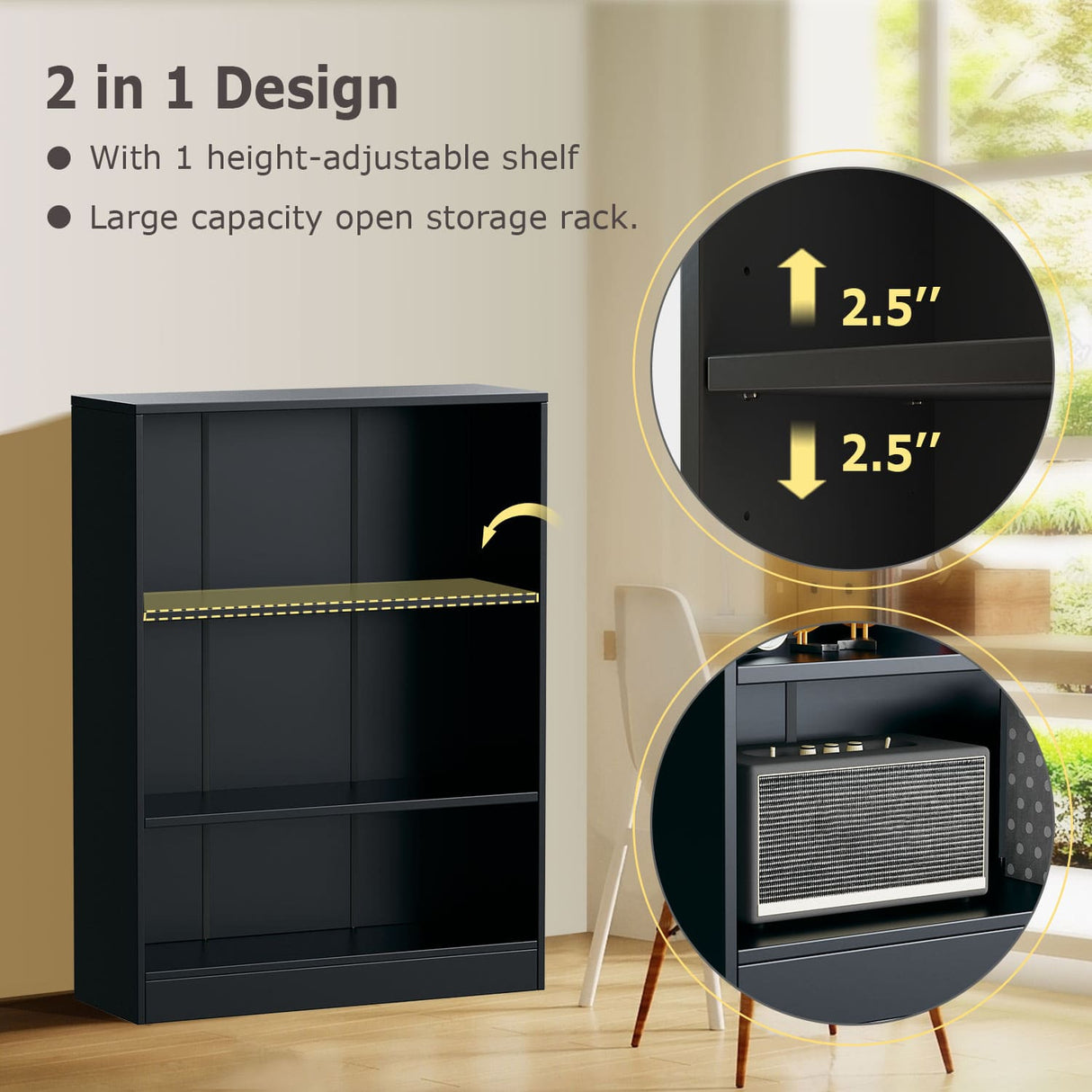 Vicllax Wooden Bookcase, 3/4/5 Shelf Display Open Bookshelves for Home Office