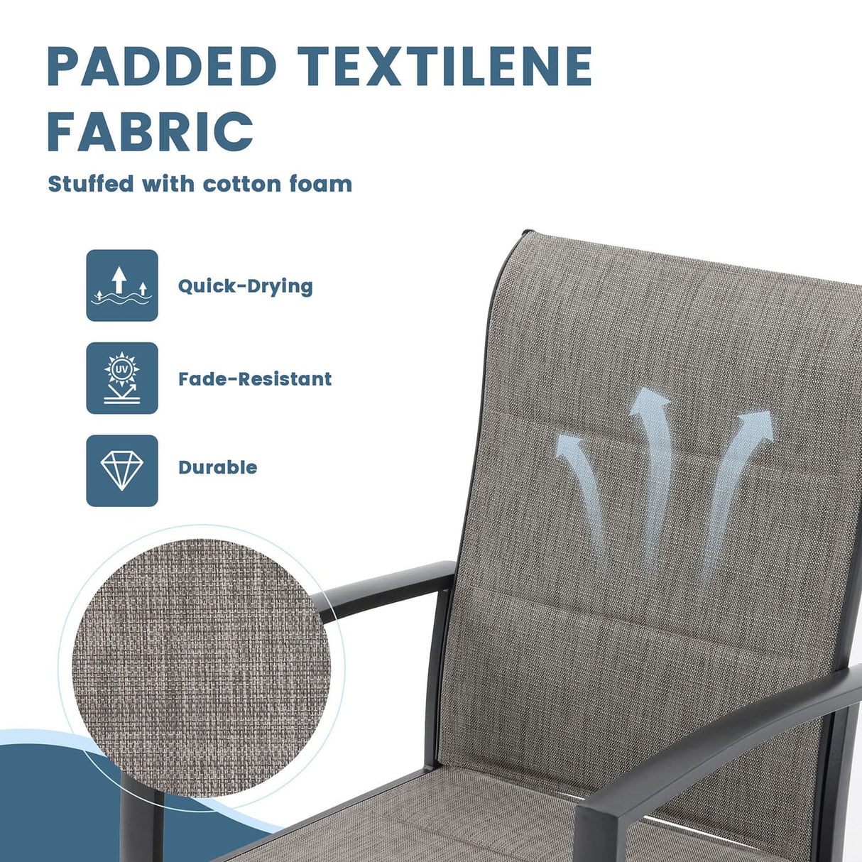 Vicllax Outdoor Padded Stackable Sling Dining Chair