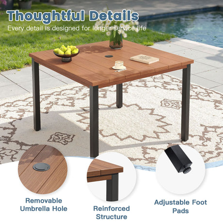 Vicllax 5pcs Outdoor Dining Set,  Square Metal Table and 4 Textilene Swivel  Chairs