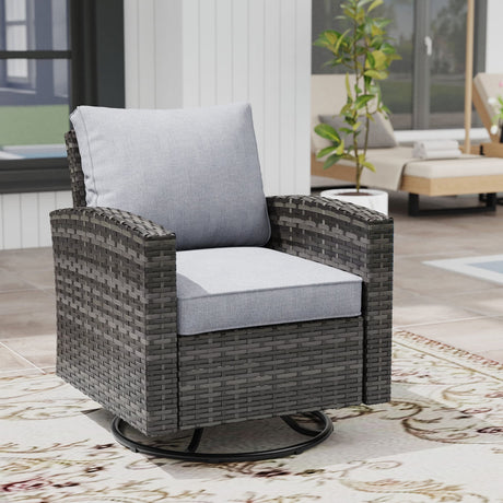 Vicllax Patio Wide Wicker Cushioned Sofa, Outdoor Wicker Chair, Double Lounge Balcony Seat