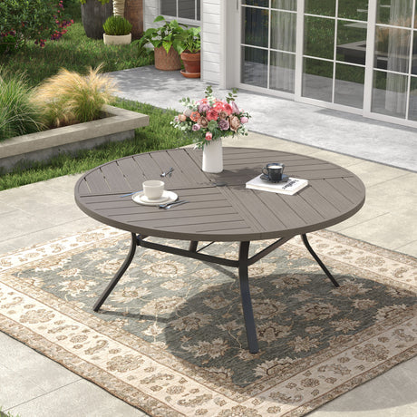 Vicllax 50" Patio Round Dining Table Set of 6, Metal Dining Table and Swivel Dining Chairs