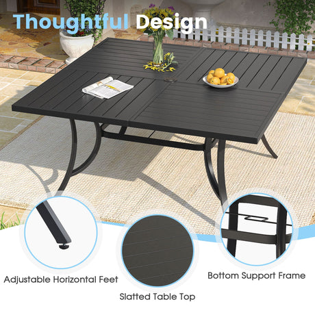 Vicllax 9 Pieces Outdoor Dining Set with 59" Square Dining Table and Stackable Chair