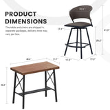 Vicllax 3 PCS Outdoor Bar Set, Patio Wicker Bar Chairs and Large Rectangular Bar Table