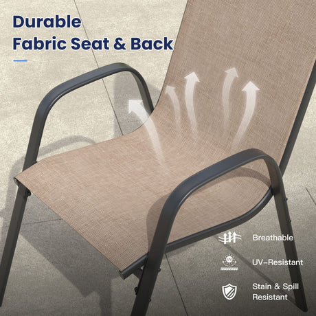 Vicllax 11 PCS Patio Dining Table Set, 60" Round Metal Table and Horizon Stackable Chair