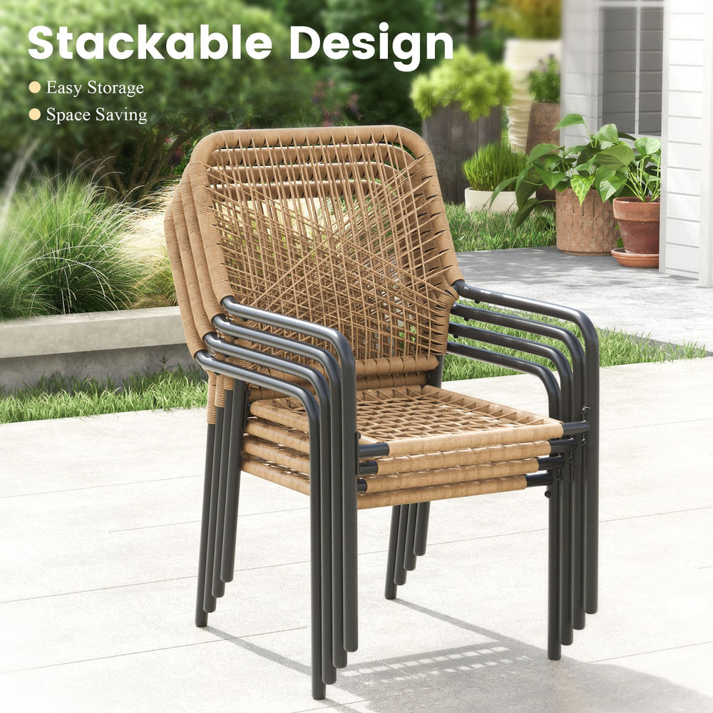 Vicllax 9 PCS Patio Dining Table Set, 53" Round Metal Table and Alora Stackable Chair