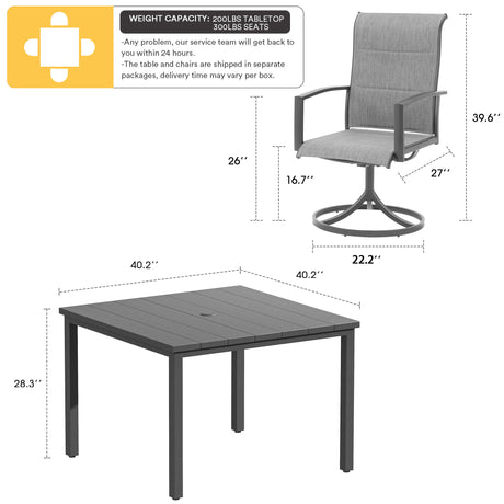 Vicllax Juego de muebles de exterior de 5 piezas, juego de comedor al aire libre para jardín de césped 