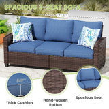 VICLLAX Versatile Wicker Patio Set: 5 Seater with Fire Table/Ottoman