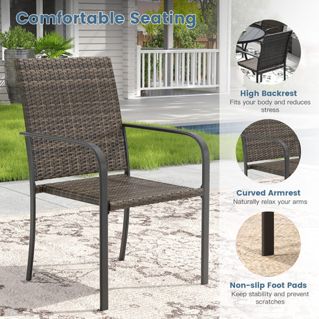 Vicllax 3 Pieces Outdoor Dining Set, 27.6"Square Table and 2 Stackable Armchairs