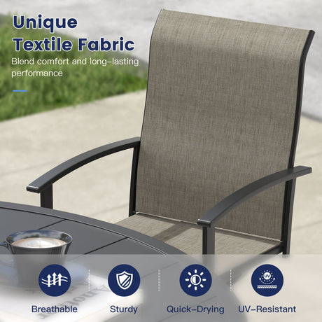 Vicllax Juego de sillas de comedor para patio de 2/4/6, silla de comedor giratoria para exteriores con respaldo alto 