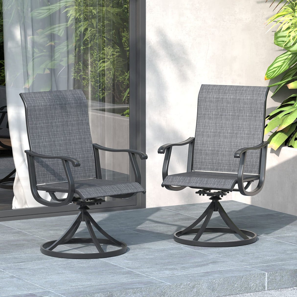 Vicllax Patio Swivel Chairs Set of 2/4/6, Outdoor 360 Degree Metal Swivel Sling Chairs