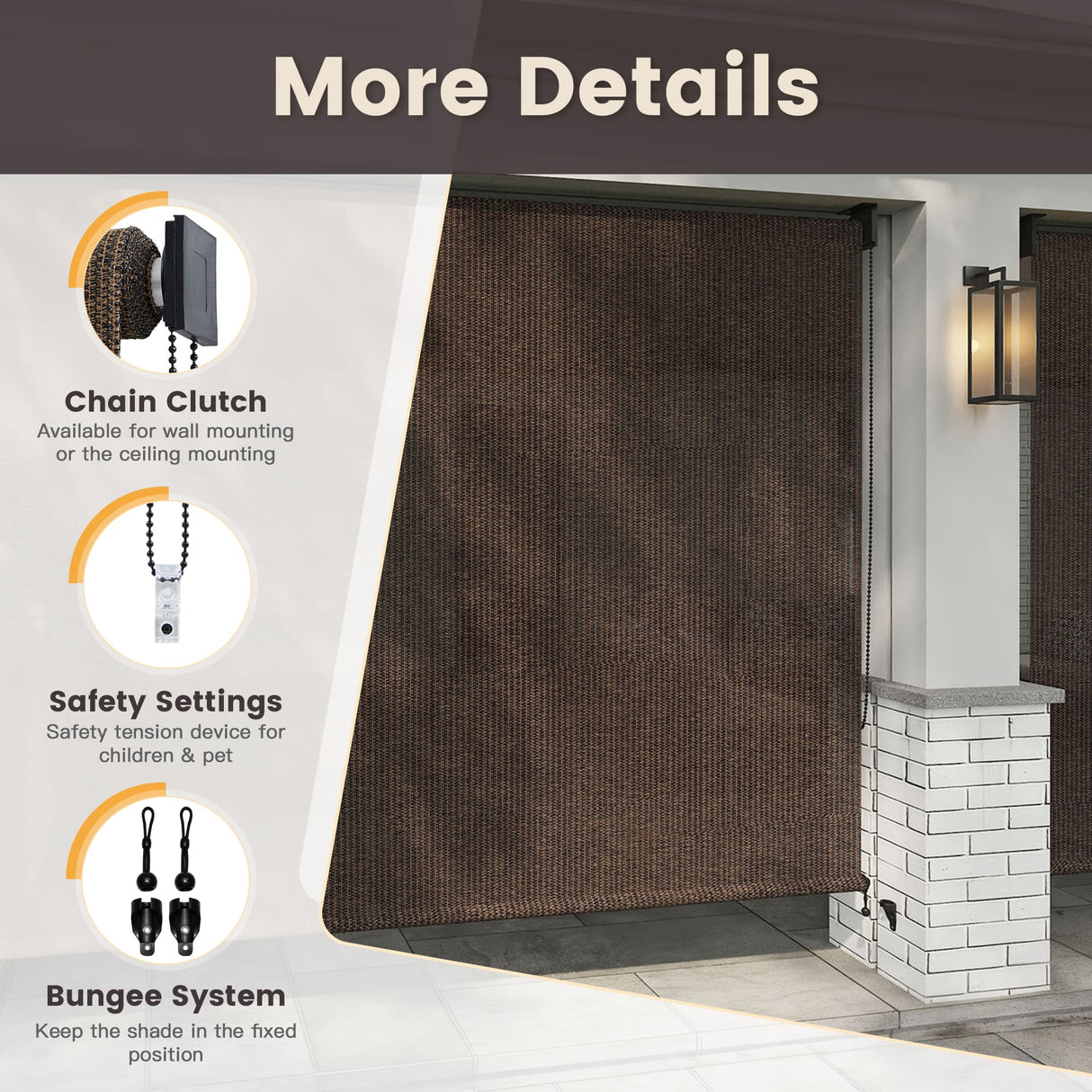 Vicllax Outdoor Sun Blocking Roller Shade, Patio Roll Up Shade Blinds