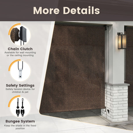Vicllax Outdoor Sun Blocking Roller Shade, Patio Roll Up Shade Blinds