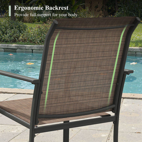 VICLLAX 11-Pcs Outdoor Dining Set, 63” Round Metal Table with Umbrella Hole & 10 Stackable  Chairs