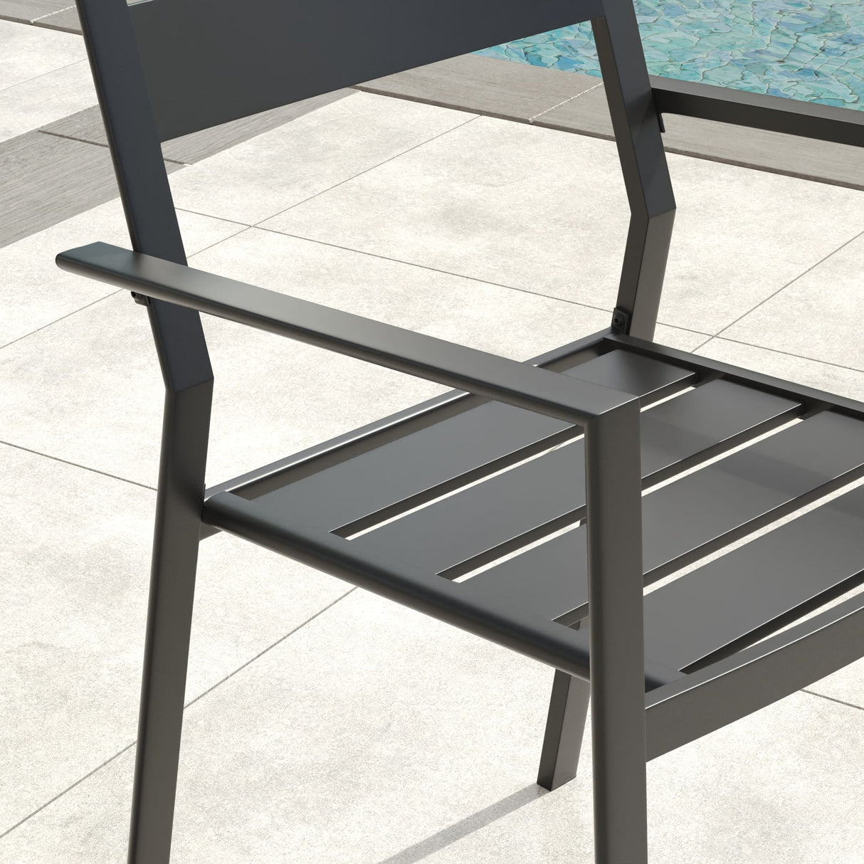 VICLLAX Patio 7 Pieces Outdoor Dining Set, 63" Rectangular Metal Dining Table and 6 Stackable Chairs for Lawn