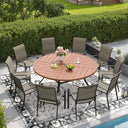 Vicllax Outdoor Dining Set of 8/10, Round Metal Table and Stackable Padded Chair Set of 8, 10