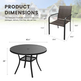 Vicllax 5 Pieces Outdoor Dining Set,  40.6" Outdoor Round dining Table and 4 Stackable Metal Armchairs