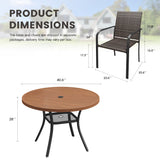 Vicllax 5 Pieces Outdoor Dining Set,  40.6" Outdoor Round dining Table and 4 Stackable Metal Armchairs