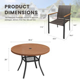 Vicllax 5 Pieces Outdoor Dining Set, 40.6" Round  Table and 4 Stackable Armchairs