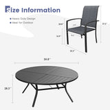 Vicllax 11 PCS Patio Dining Table Set, 60" Round Metal Table with Shelf and Skyline Stackable Chair