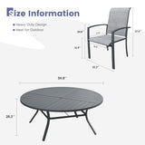 Vicllax 11 PCS Patio Dining Table Set, 60" Round Metal Table with Shelf and Skyline Stackable Chair