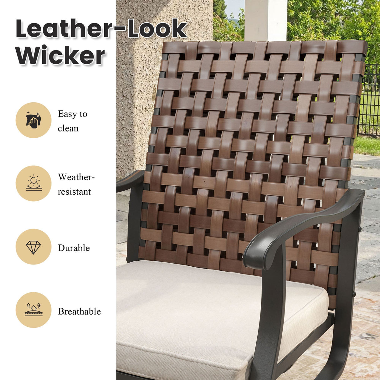 Vicllax 7 pcs Outdoor Dining Set, Rectangular Metal Table and Sienna Swivel Chairs