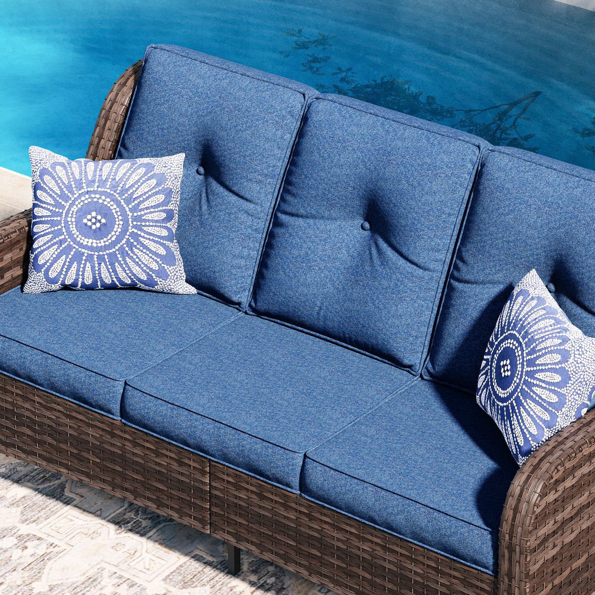 Vicllax Patio Wicker Oasis Lounge Sofa, 3-Seater Sofa