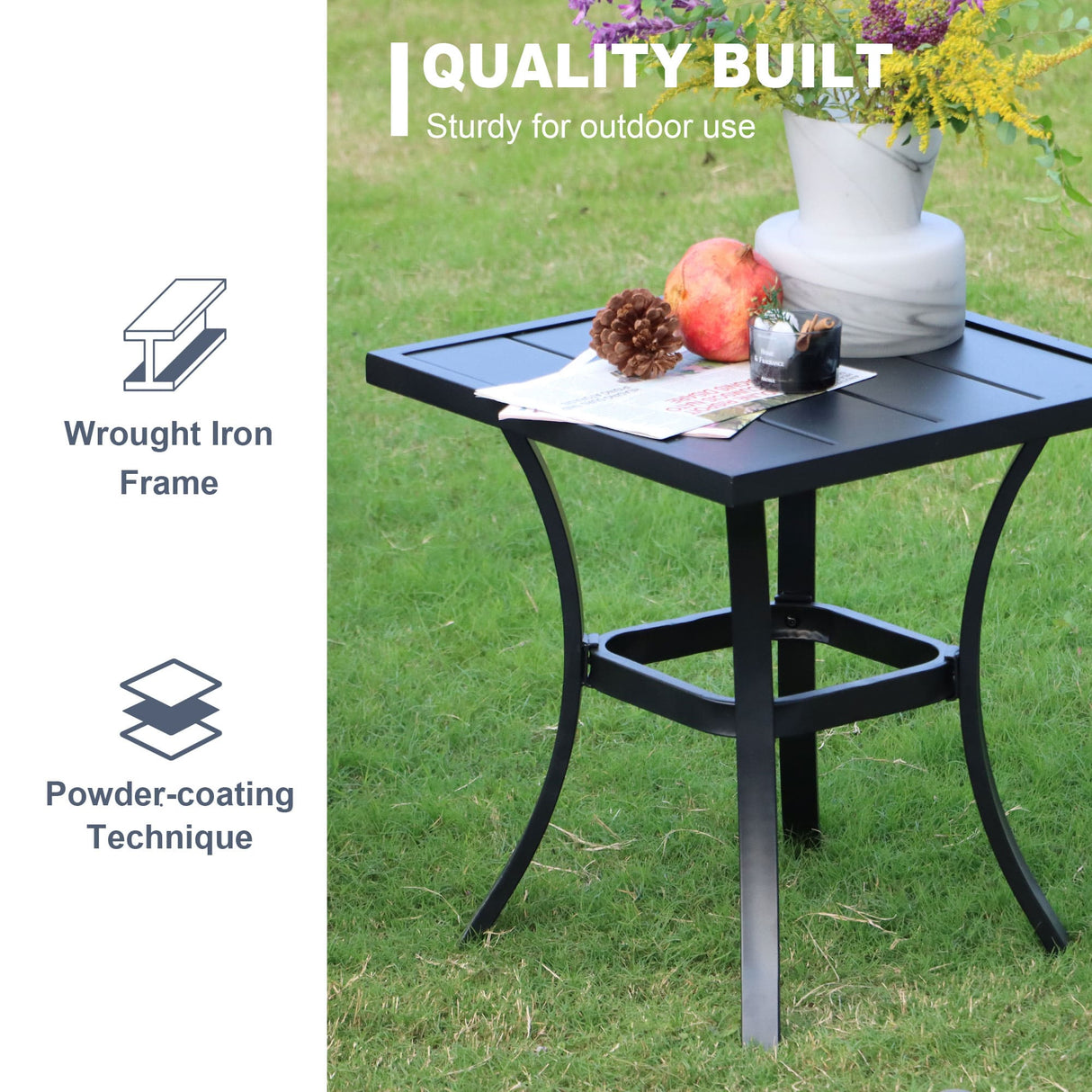 Outdoor Metal Round Side End Table