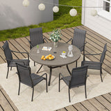 Vicllax 5 Pcs Outdoor Dining Set with 40.6" Round Metal Table and High Back Stackable Chair